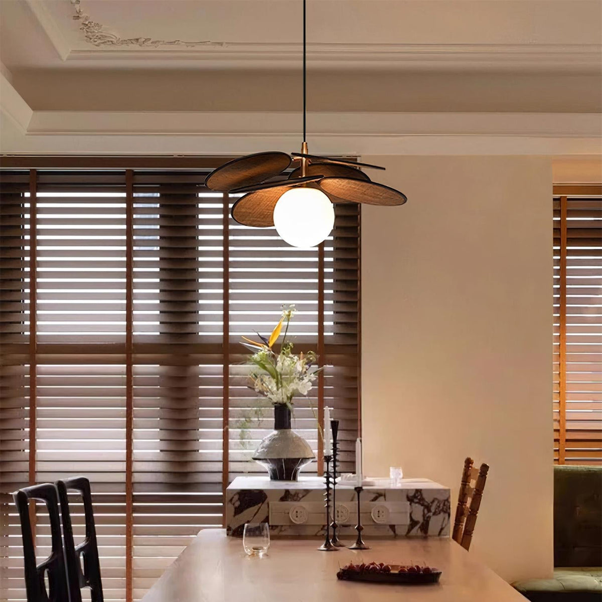 Elvo Wooden Petal Pendant Light