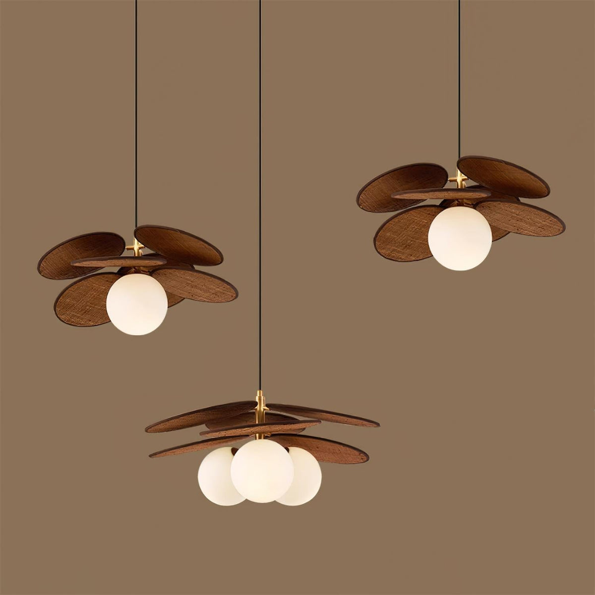 Elvo Wooden Petal Pendant Light