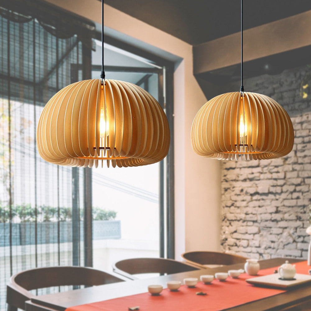 Lusebit Pumpkin Pendant Light, Wood