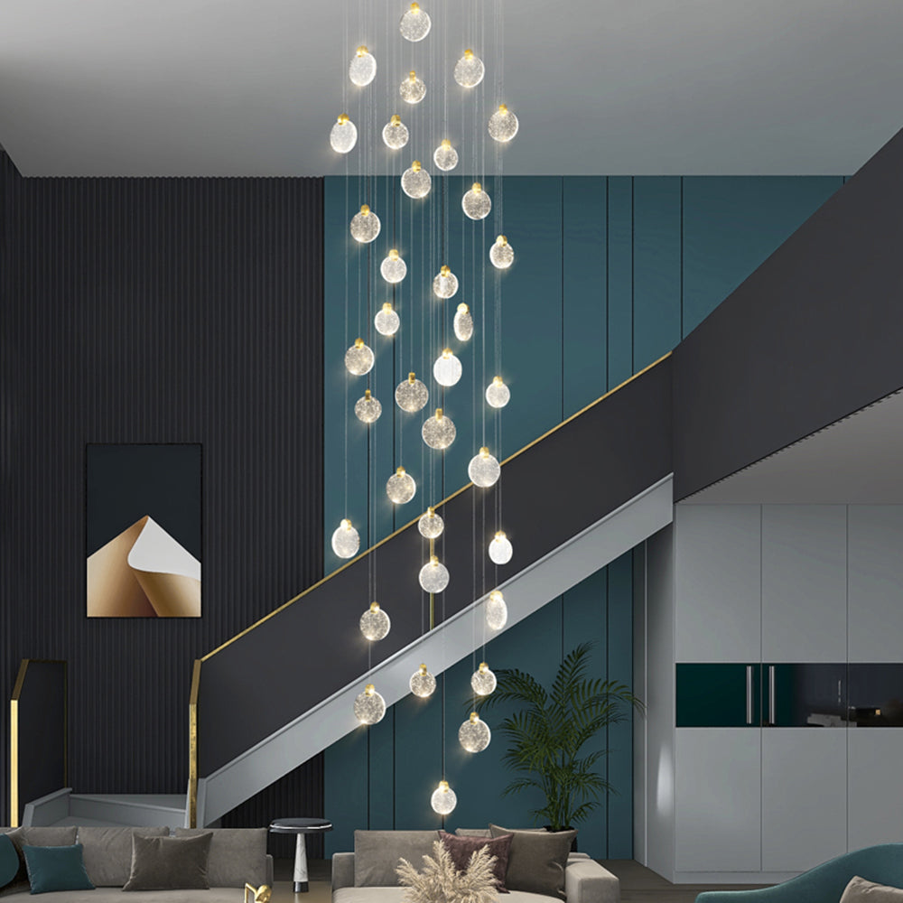 Devikir Luxury Circular Ripple Round Crystal Golden Chandelier