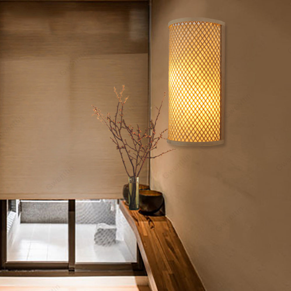Tunules Led Wall Mounted Bedside Lamp, Rattan/, Bedroom