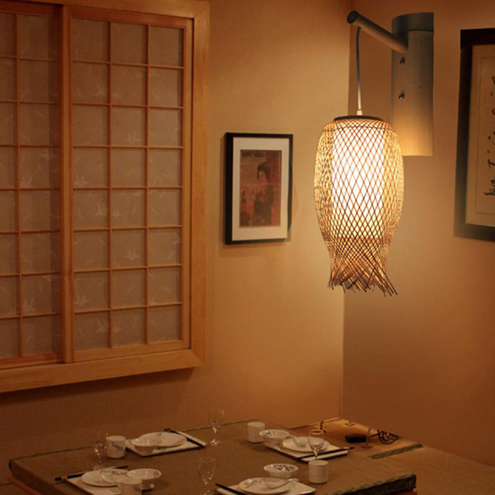 Kekipam Wall Lamp Rustic, Kekipam Rattan Weaving LED, Hallway Wall Sconce