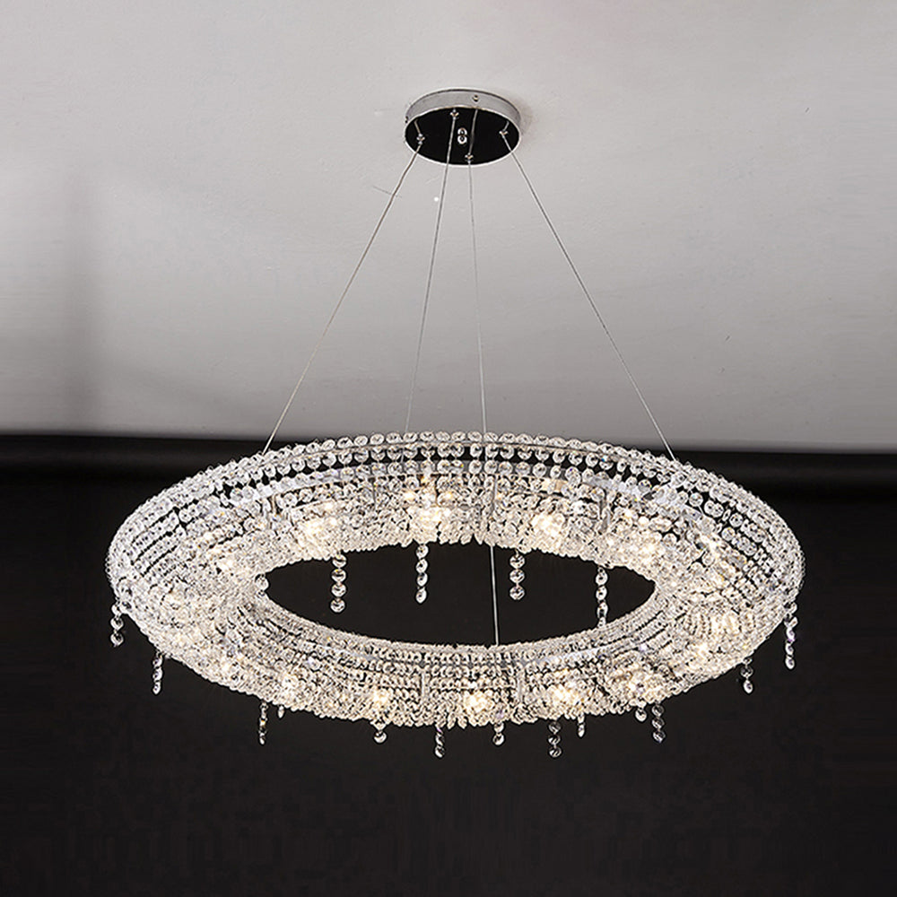 Zukomes Luxury Round Crystal Pendant Light for Living Room/Dining Room
