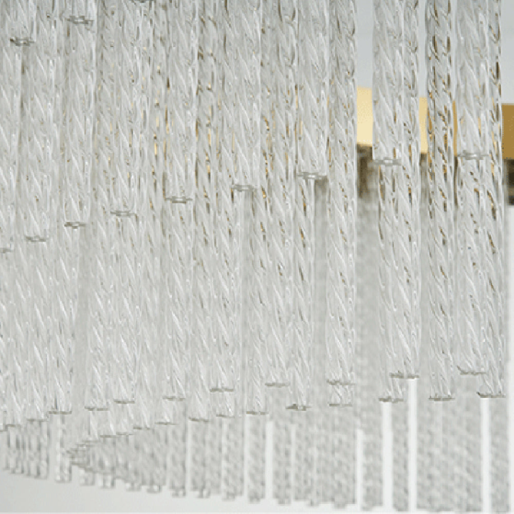 Letanil Modern Spiral Crystal Ring /Rectangle Chandelier, Gold