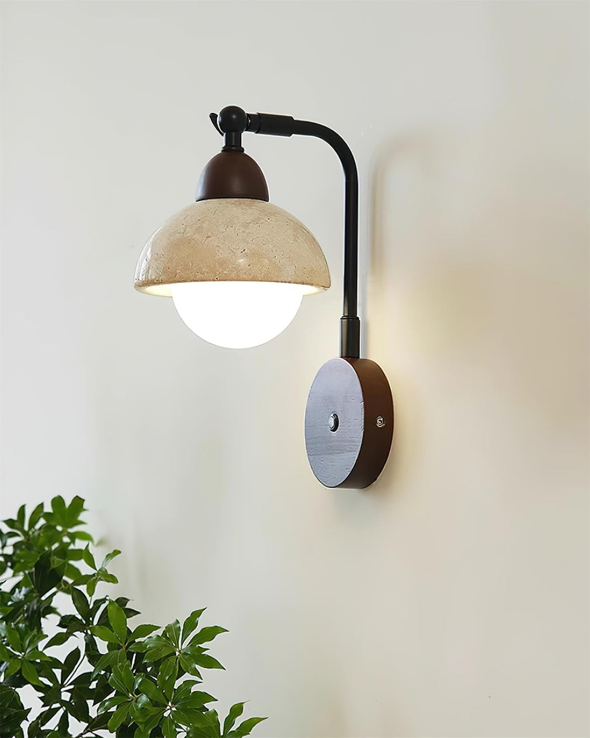 Tavalielle Wall Light Travertine White Opalescent Globe