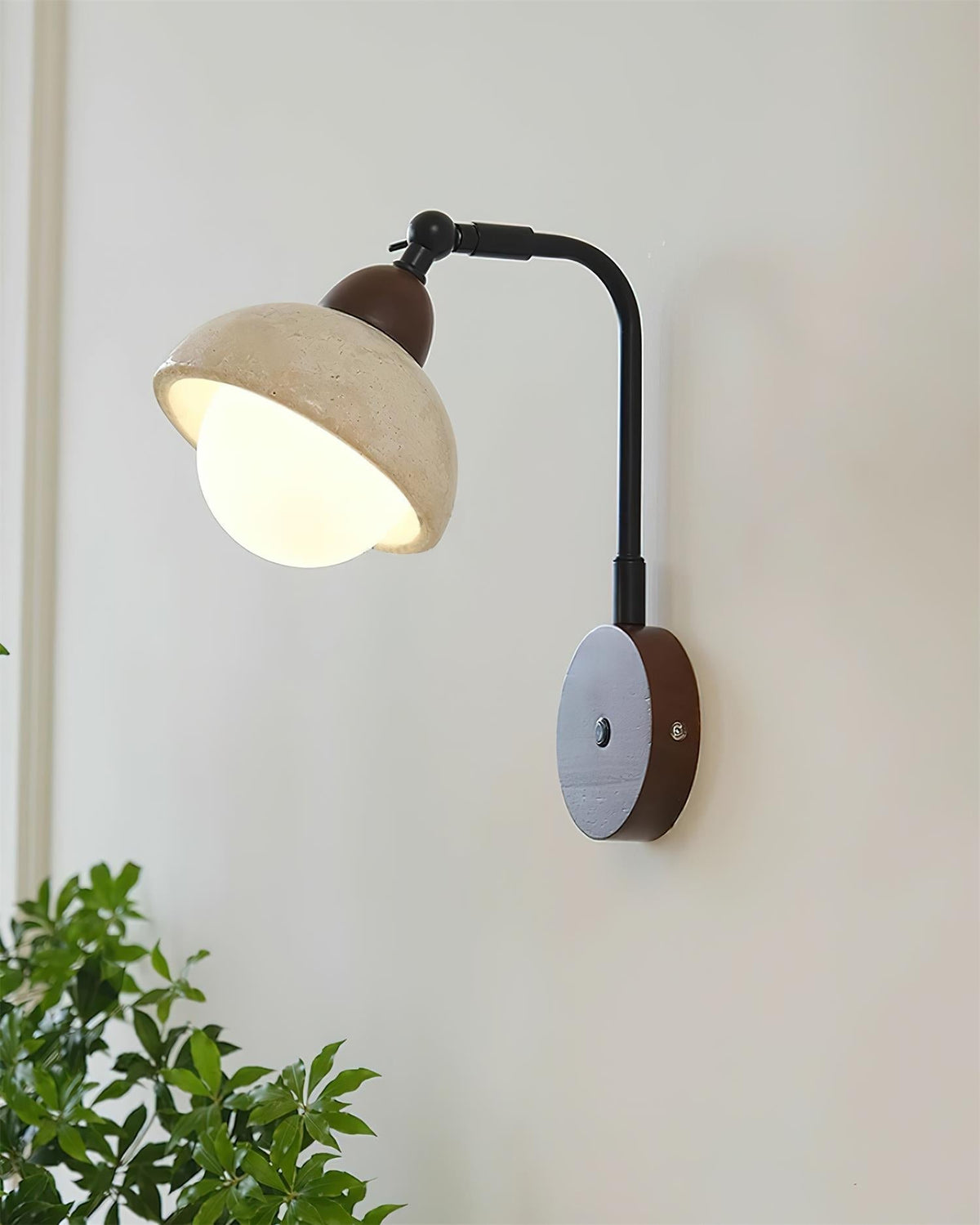 Tavalielle Wall Light Travertine White Opalescent Globe