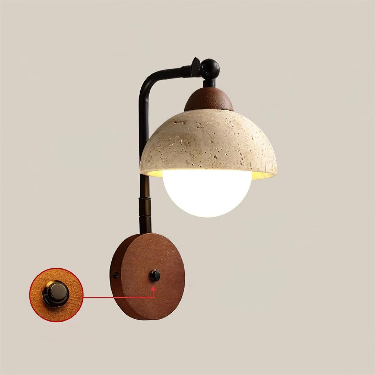 Tavalielle Wall Light Travertine White Opalescent Globe