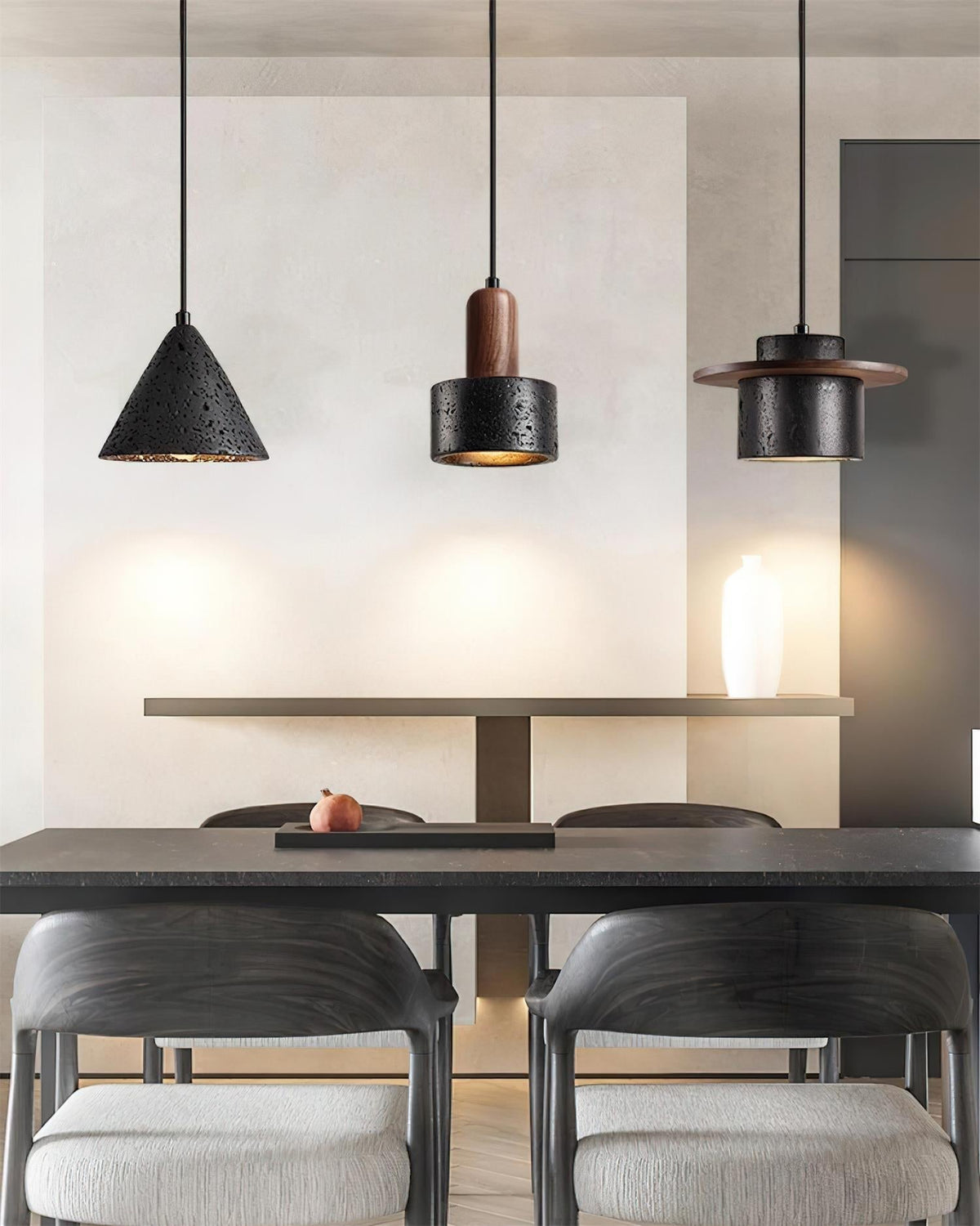 Valoelia Black Travertine Pendant Light Set