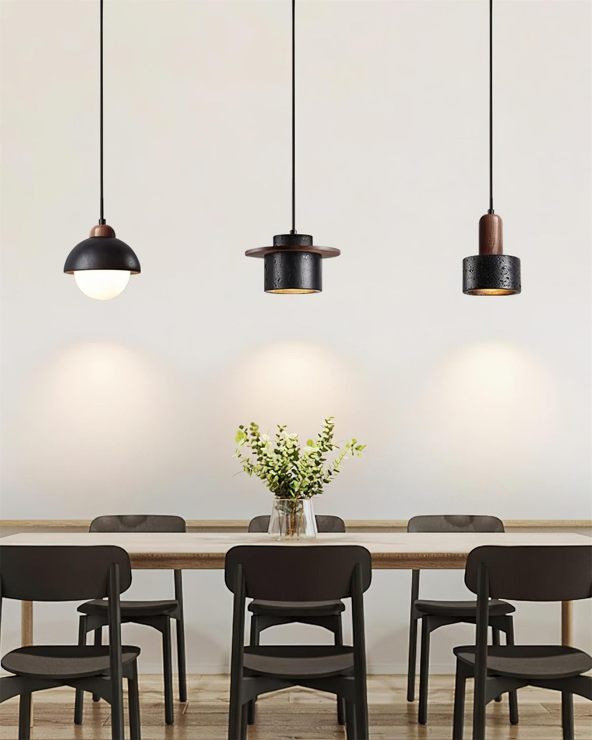 Valoelia Black Travertine Pendant Light Set