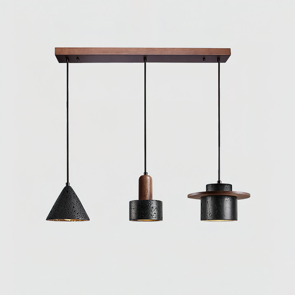 Valoelia Black Travertine Pendant Light Set