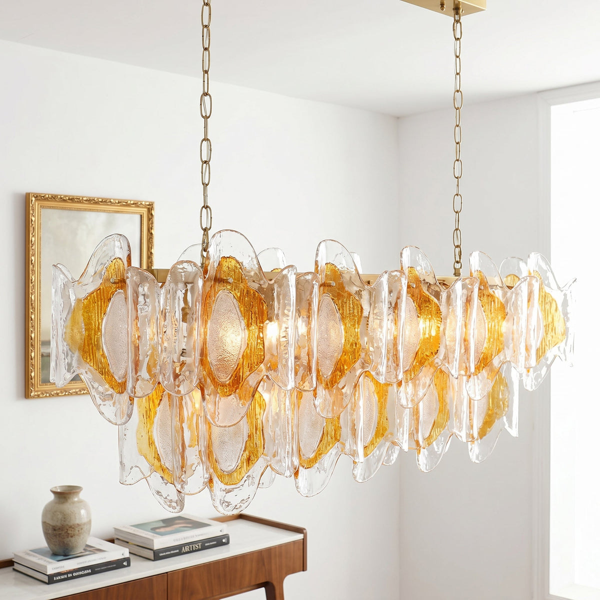 Liorueon Long Glass Chandelier