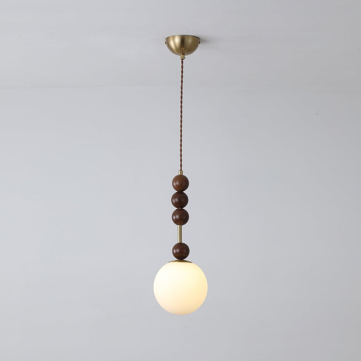 Cidemus Vintage Globe Pendant Light Wooden Beads