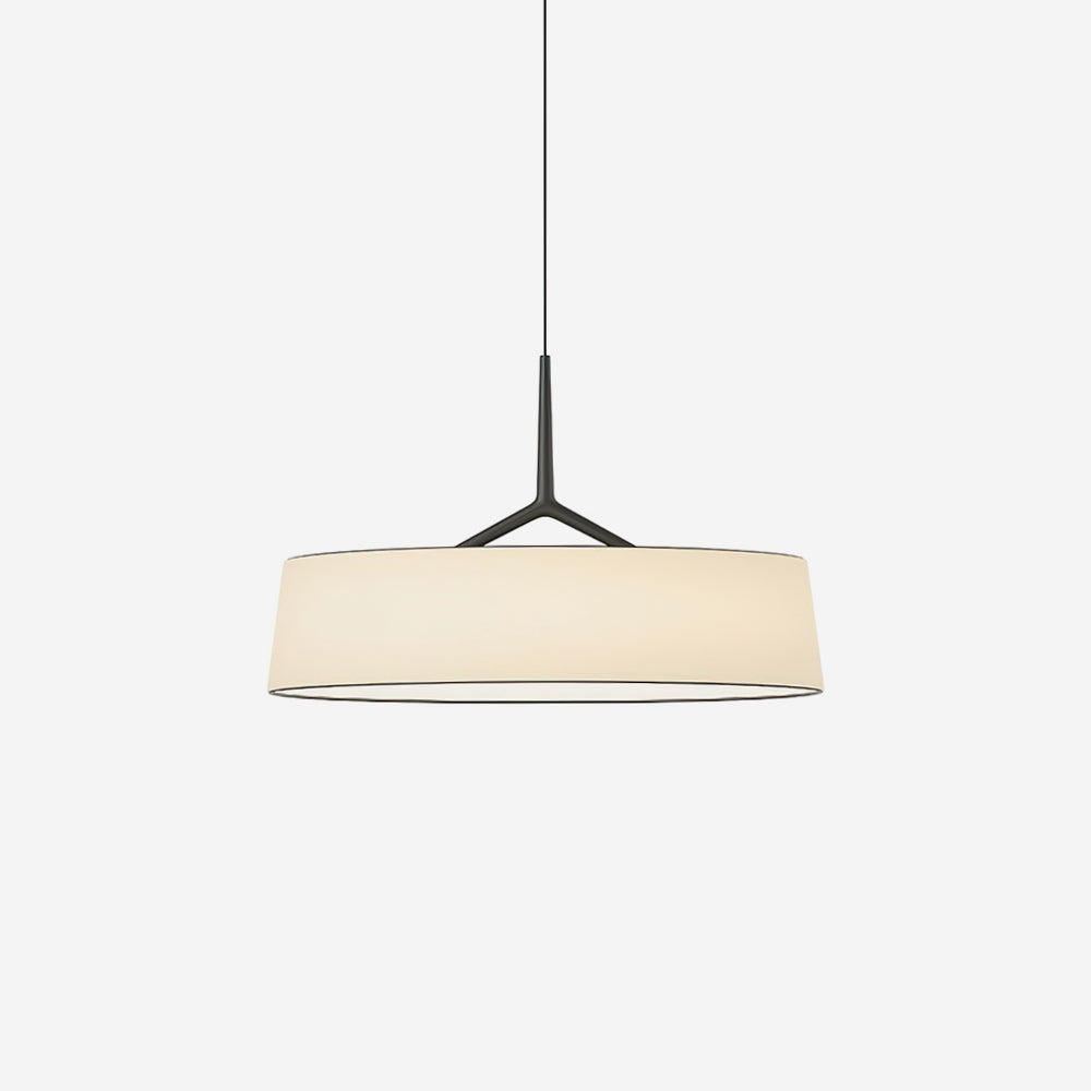 Liora Pendant Light White Fabric Drum Black Minimalist