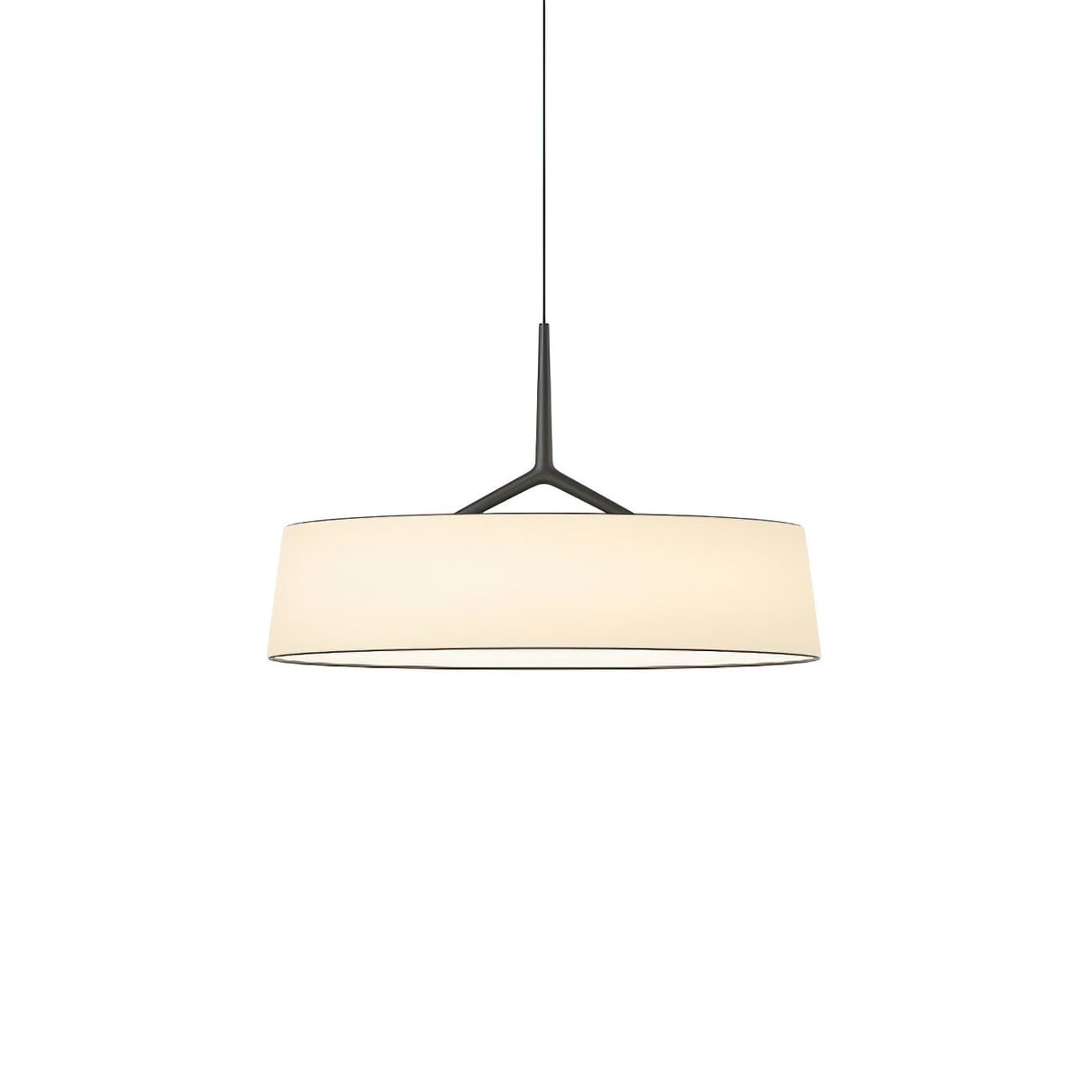 Liora Pendant Light White Fabric Drum Black Minimalist