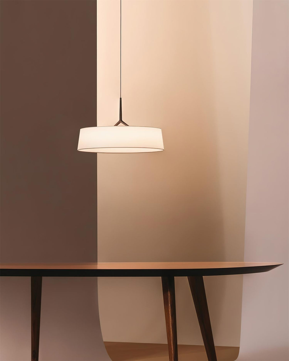 Liora Pendant Light White Fabric Drum Black Minimalist