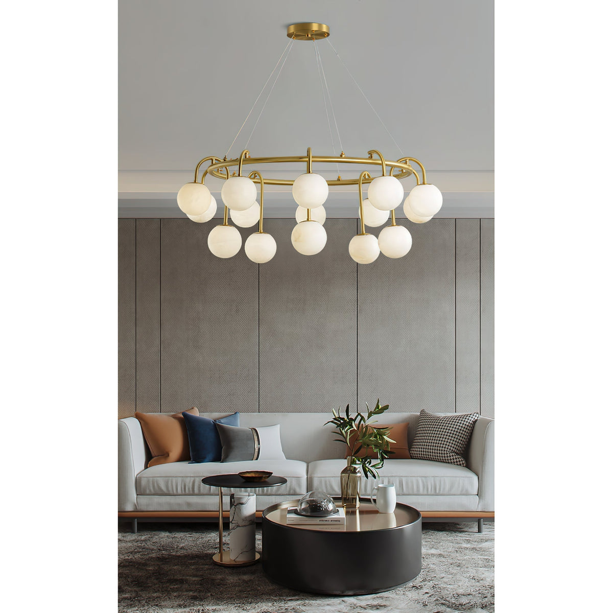 Zotalara Elegance Brass Alabaster Chandelier