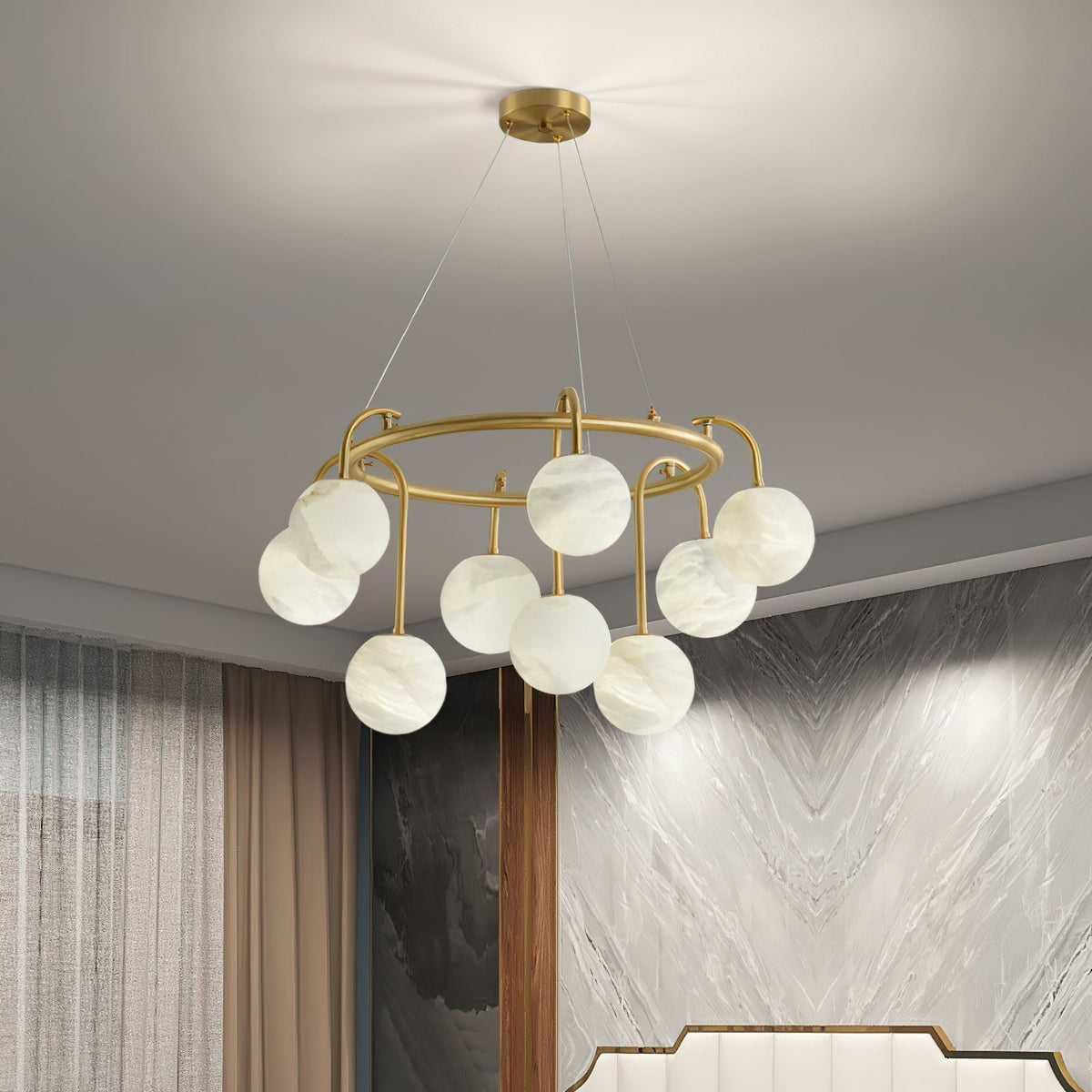 Zotalara Elegance Brass Alabaster Chandelier