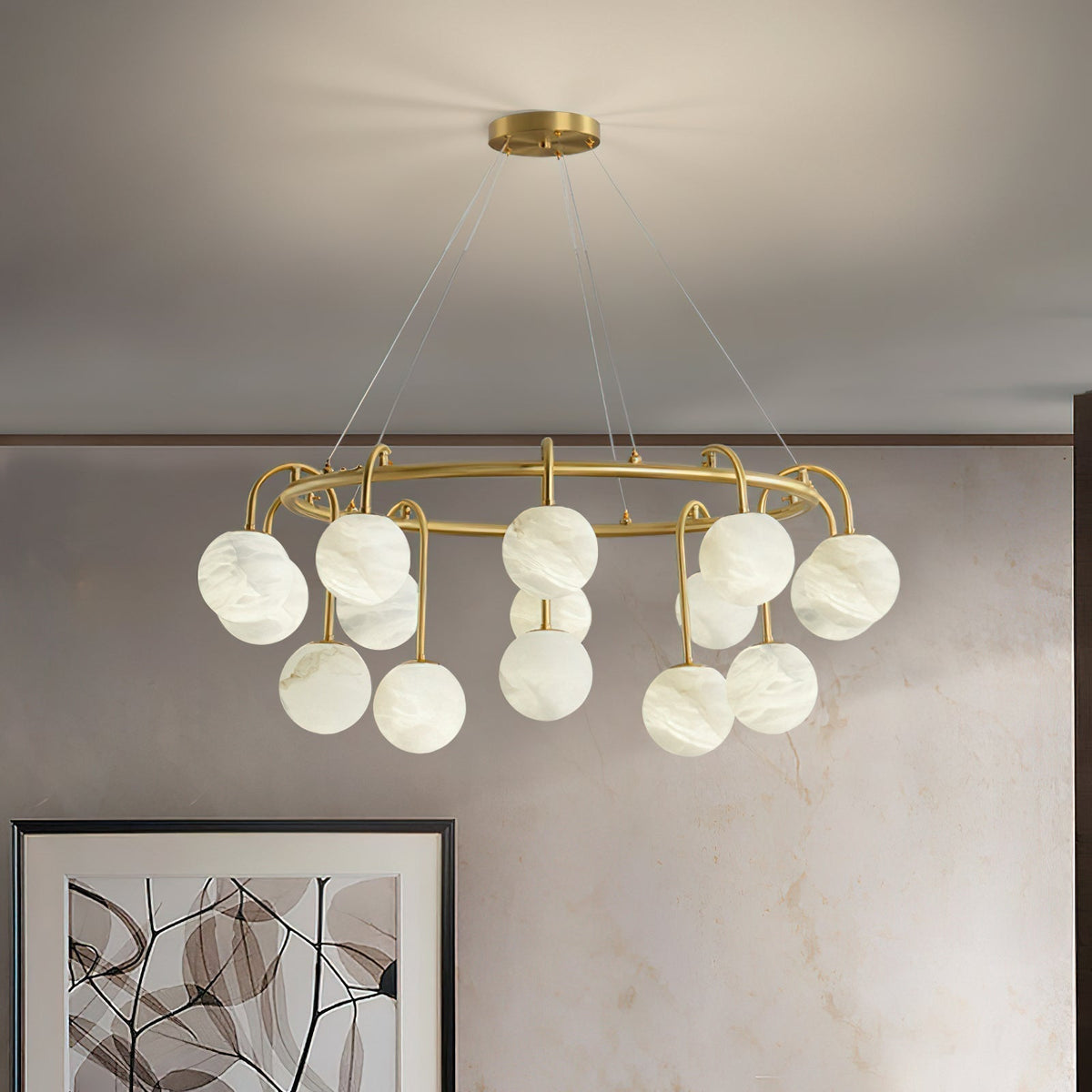 Zotalara Elegance Brass Alabaster Chandelier