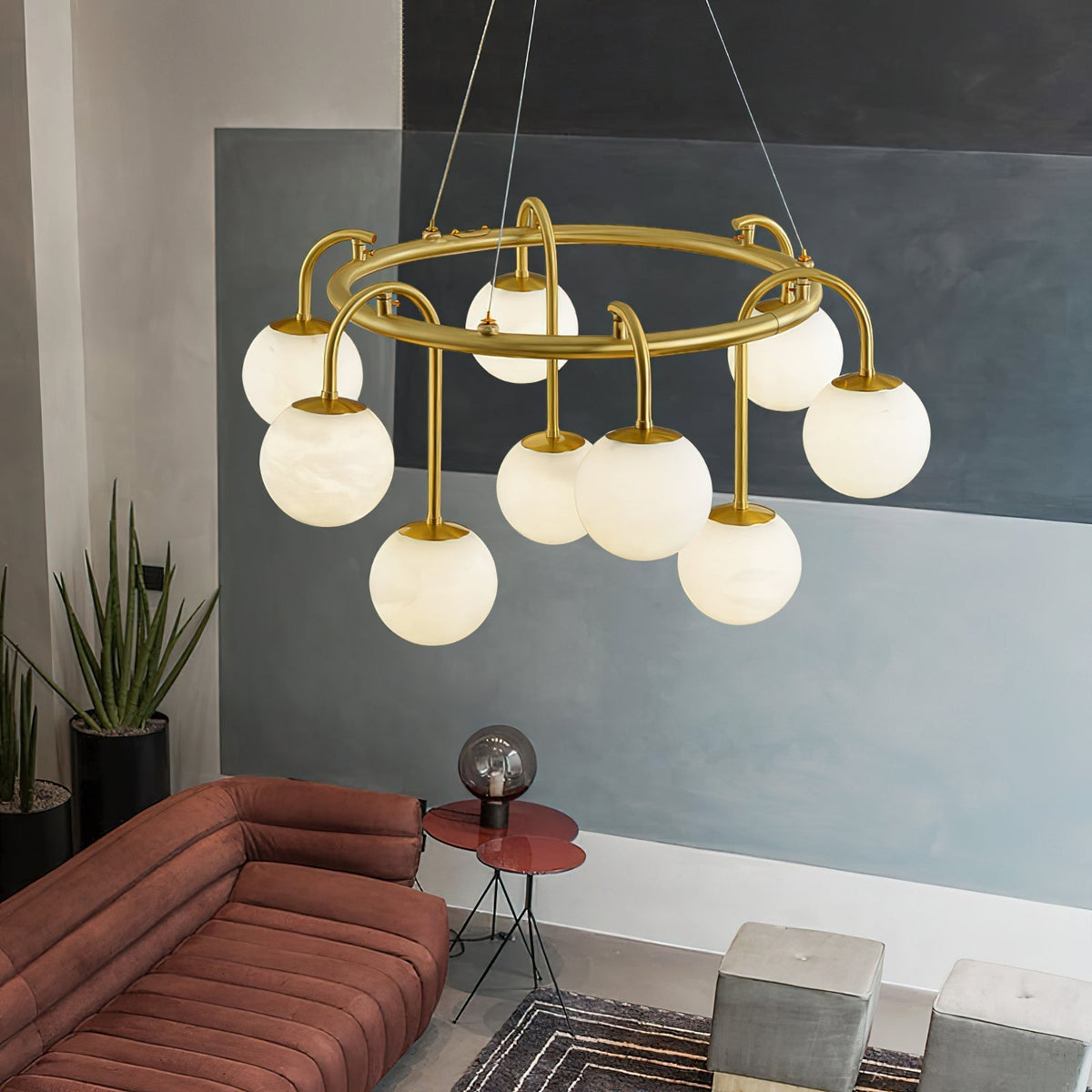 Zotalara Elegance Brass Alabaster Chandelier