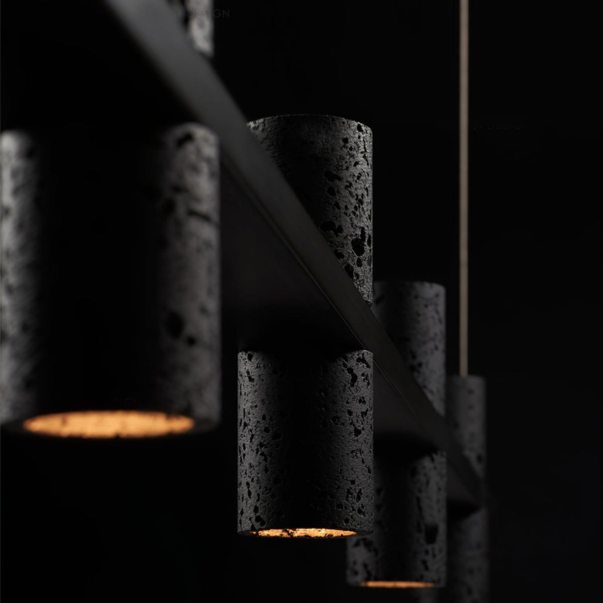Nernis Pendant Lamp Parallel Black Travertine Minimalist Linear