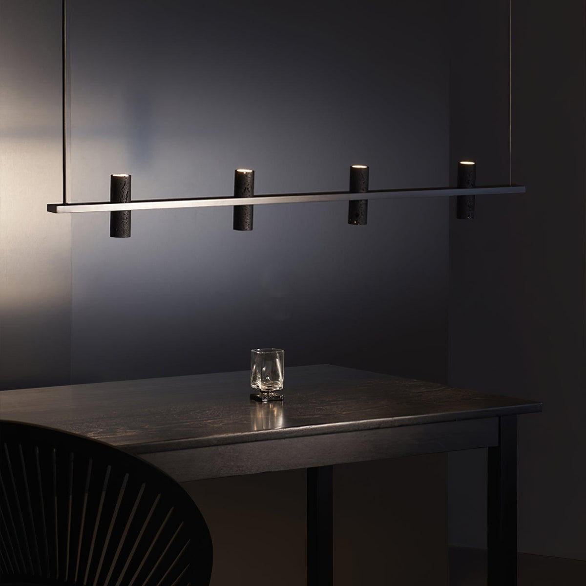 Nernis Pendant Lamp Parallel Black Travertine Minimalist Linear