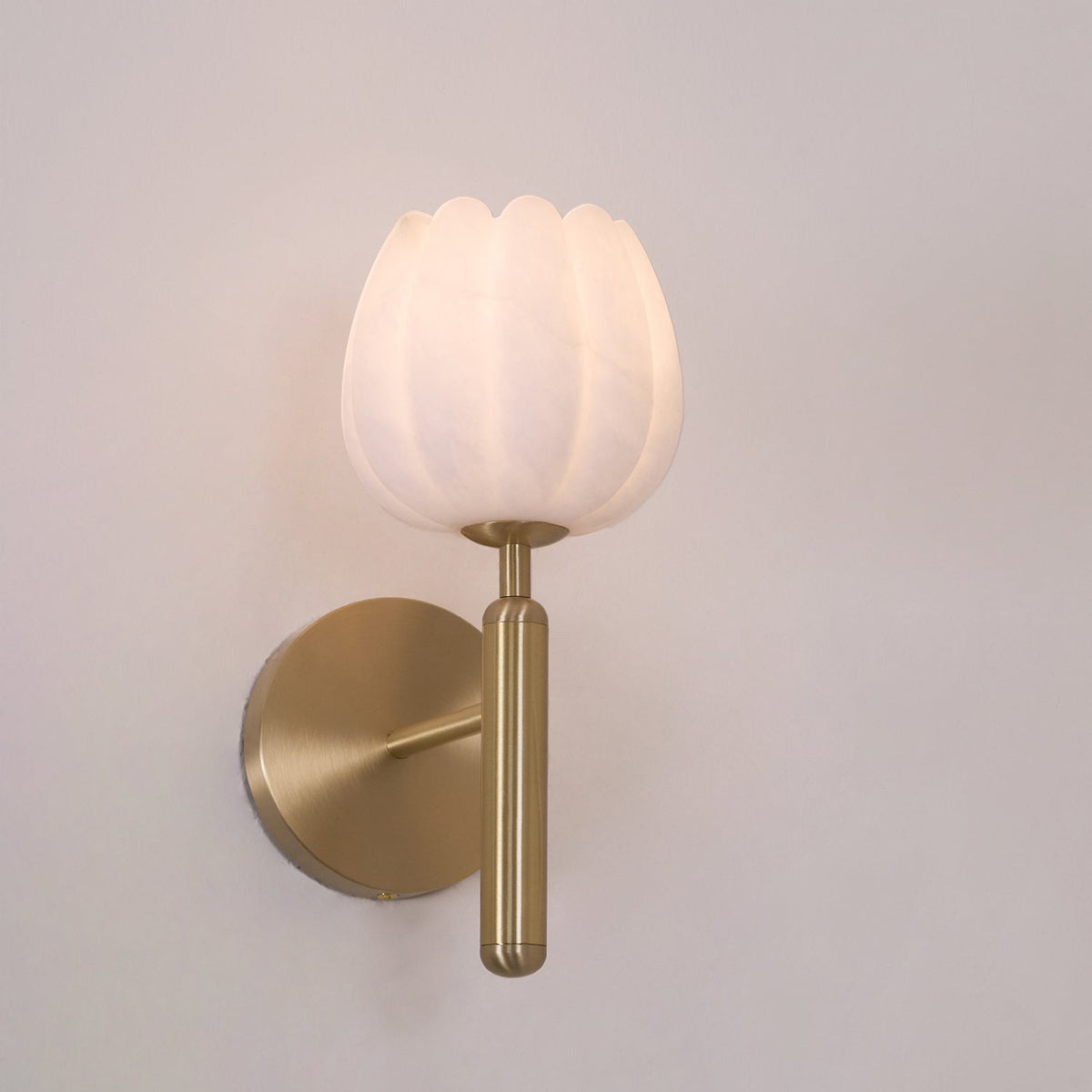 Nivarina Floral Alabaster Brass Wall Light