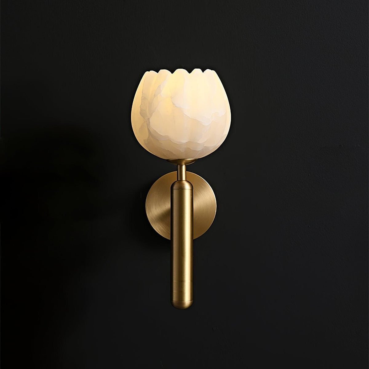 Nivarina Floral Alabaster Brass Wall Light