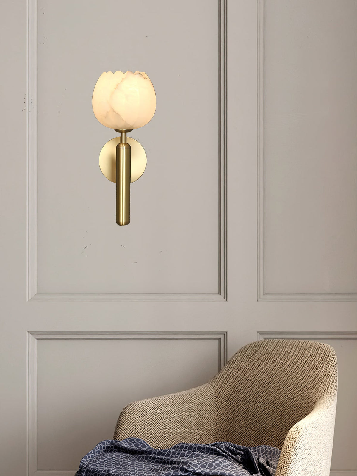 Albanette Brass Alabaster Wall Lamp