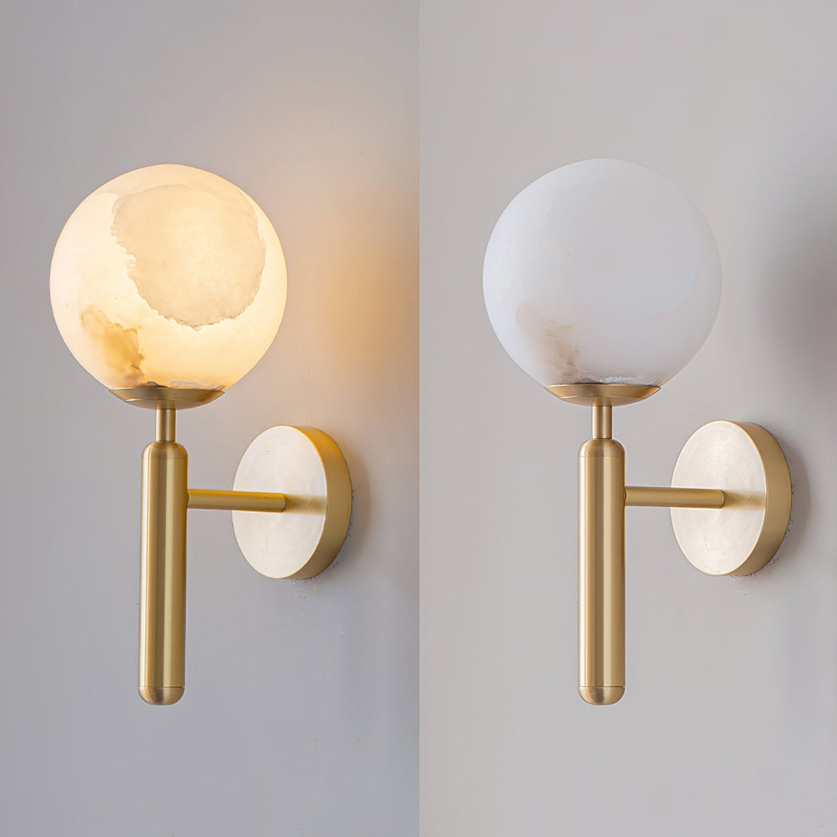 Albanette Brass Alabaster Wall Lamp