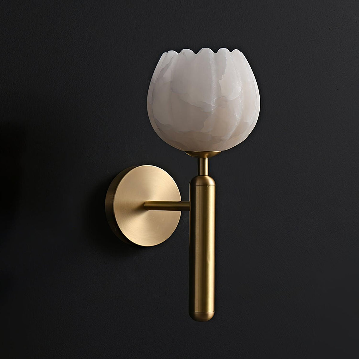 Nivarina Floral Alabaster Brass Wall Light