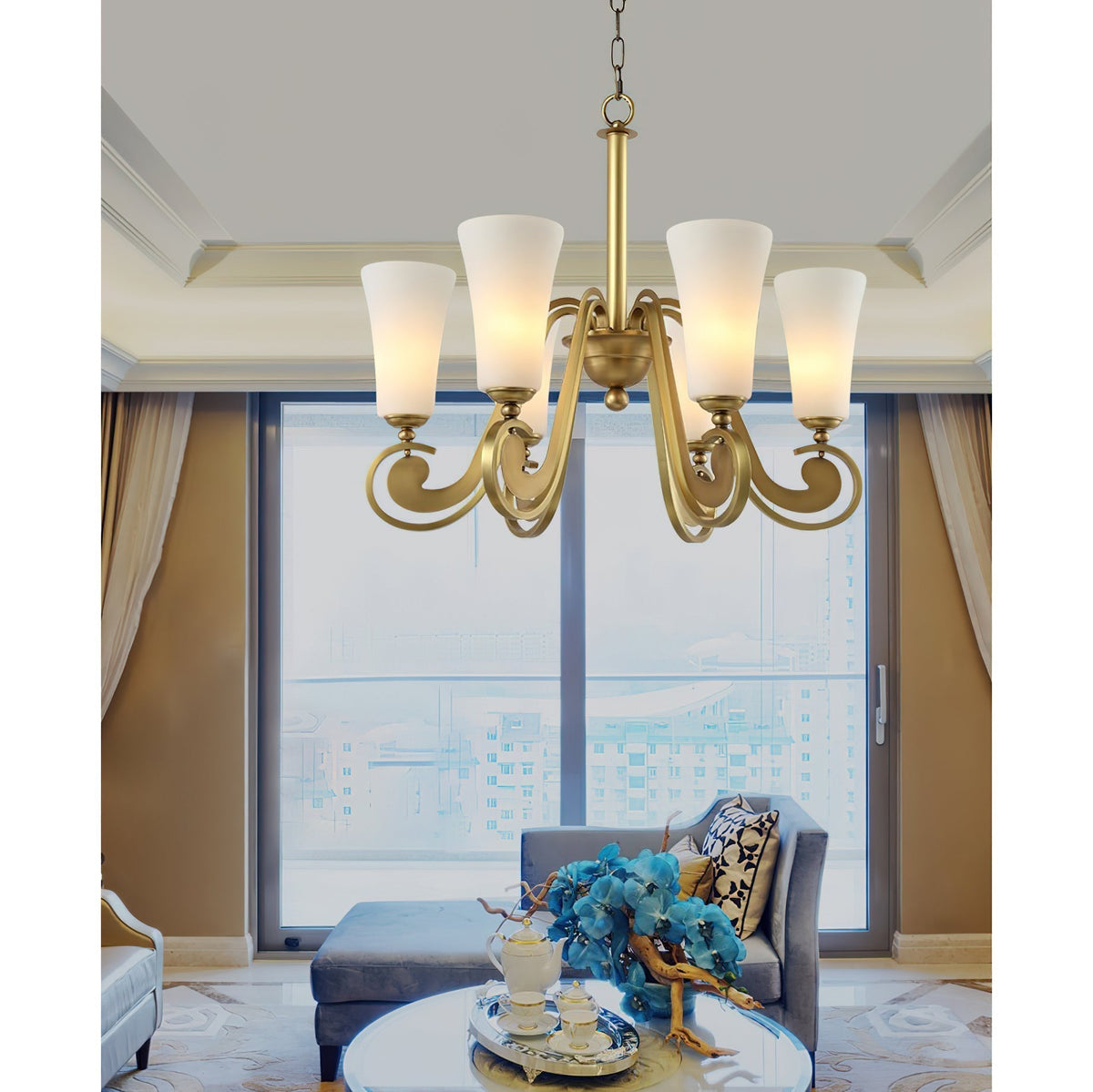 Eiruian Postmodern Luxury Brass Glass Chandelier