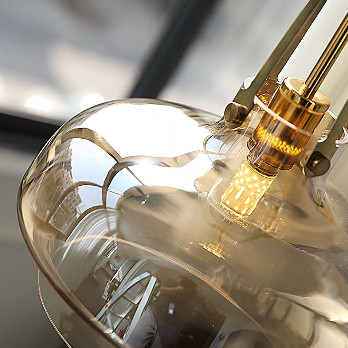 Liorarise Amber Glass Pendant Light with Brass Fittings