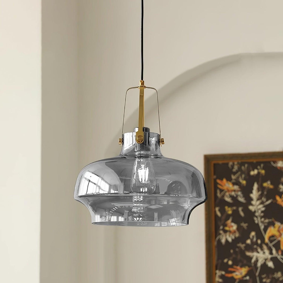 Liorarise Amber Glass Pendant Light with Brass Fittings