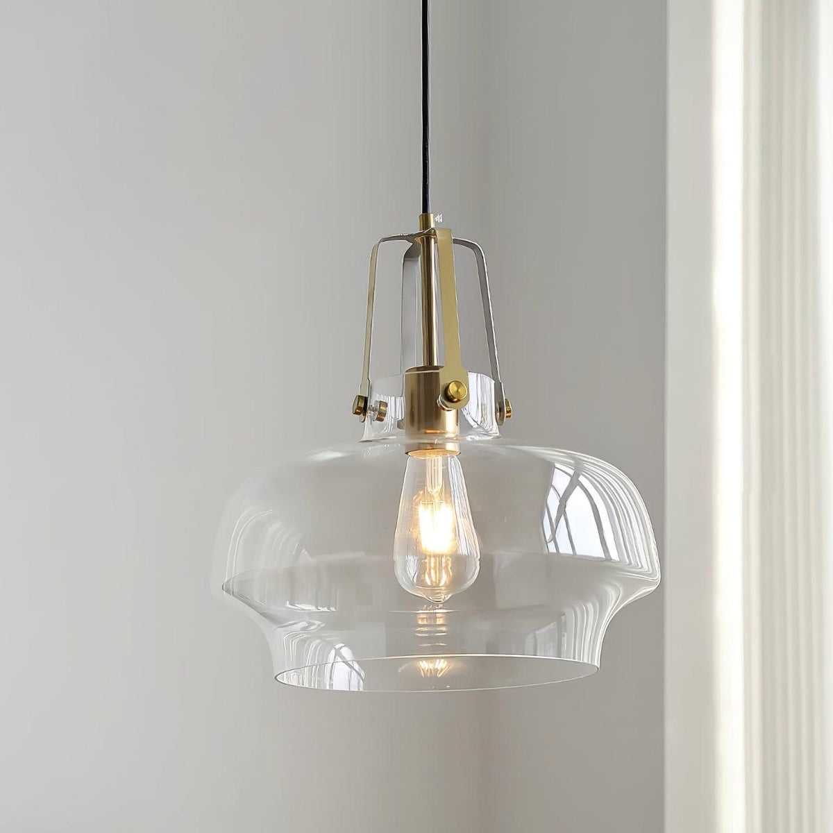 Liorarise Amber Glass Pendant Light with Brass Fittings
