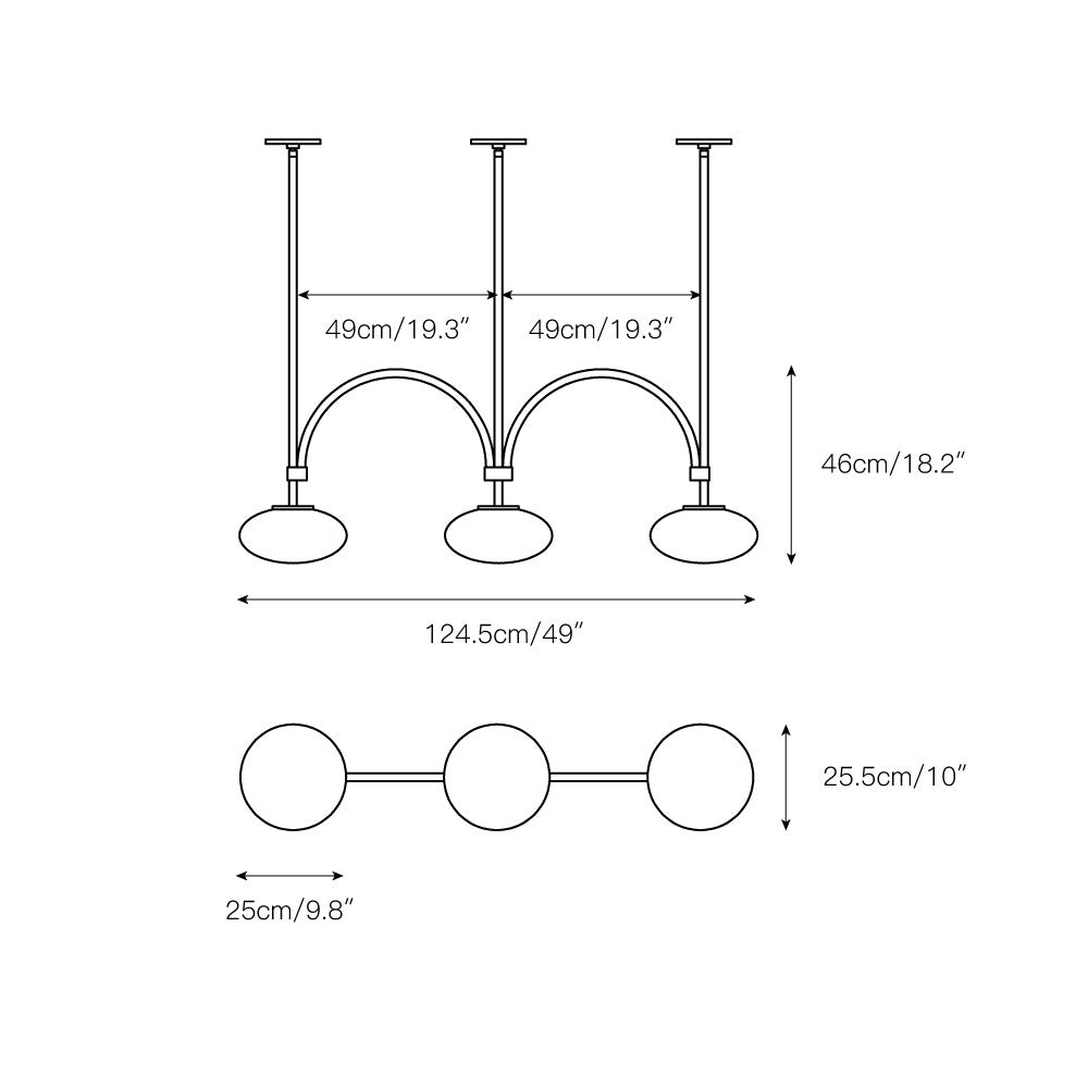 Celivine Linear Brass Glass Pendant Lamp