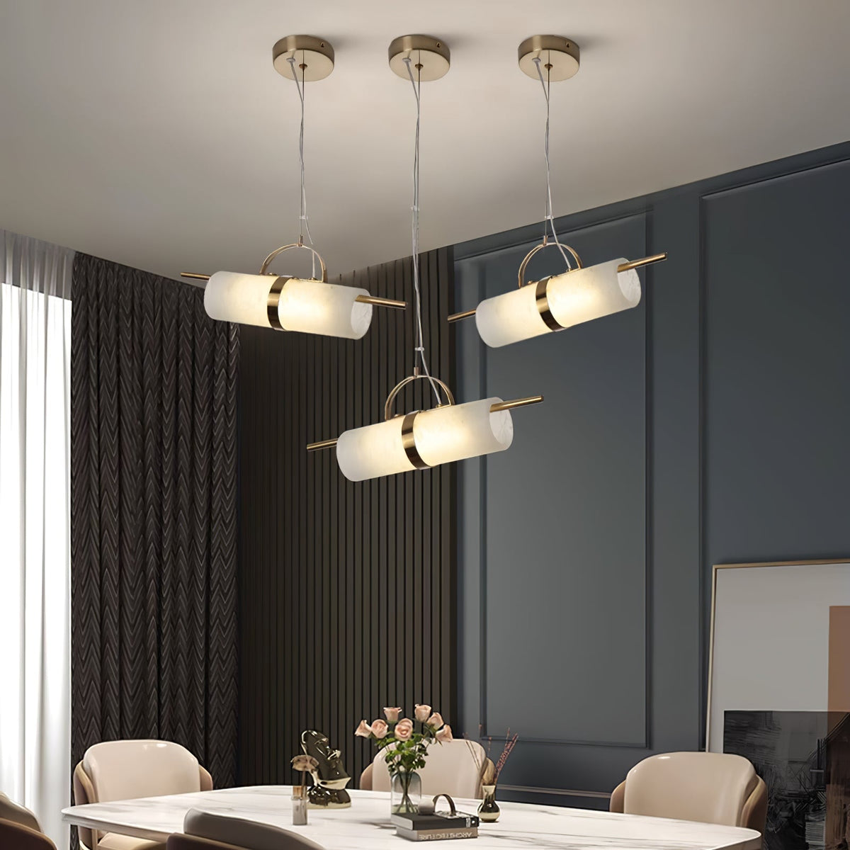 Niveaya Cylindrical Alabaster Pendant Light