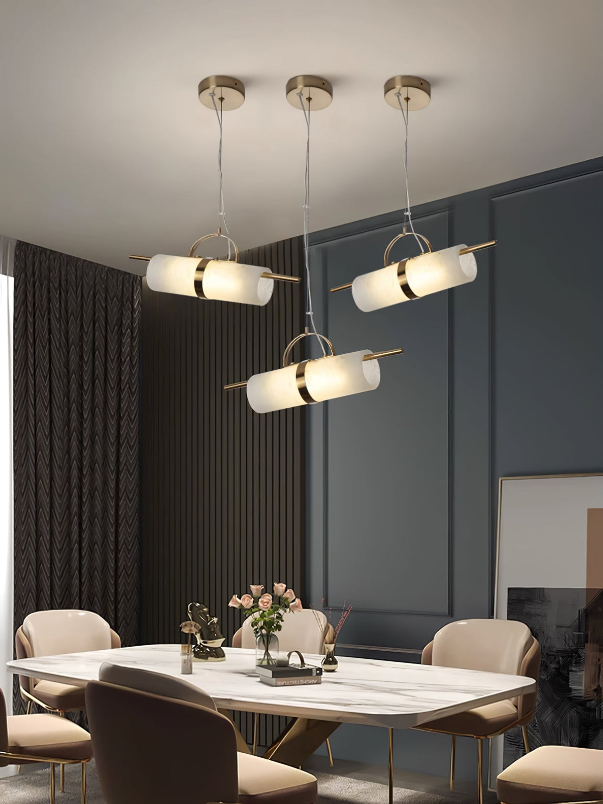 Niveaya Cylindrical Alabaster Pendant Light