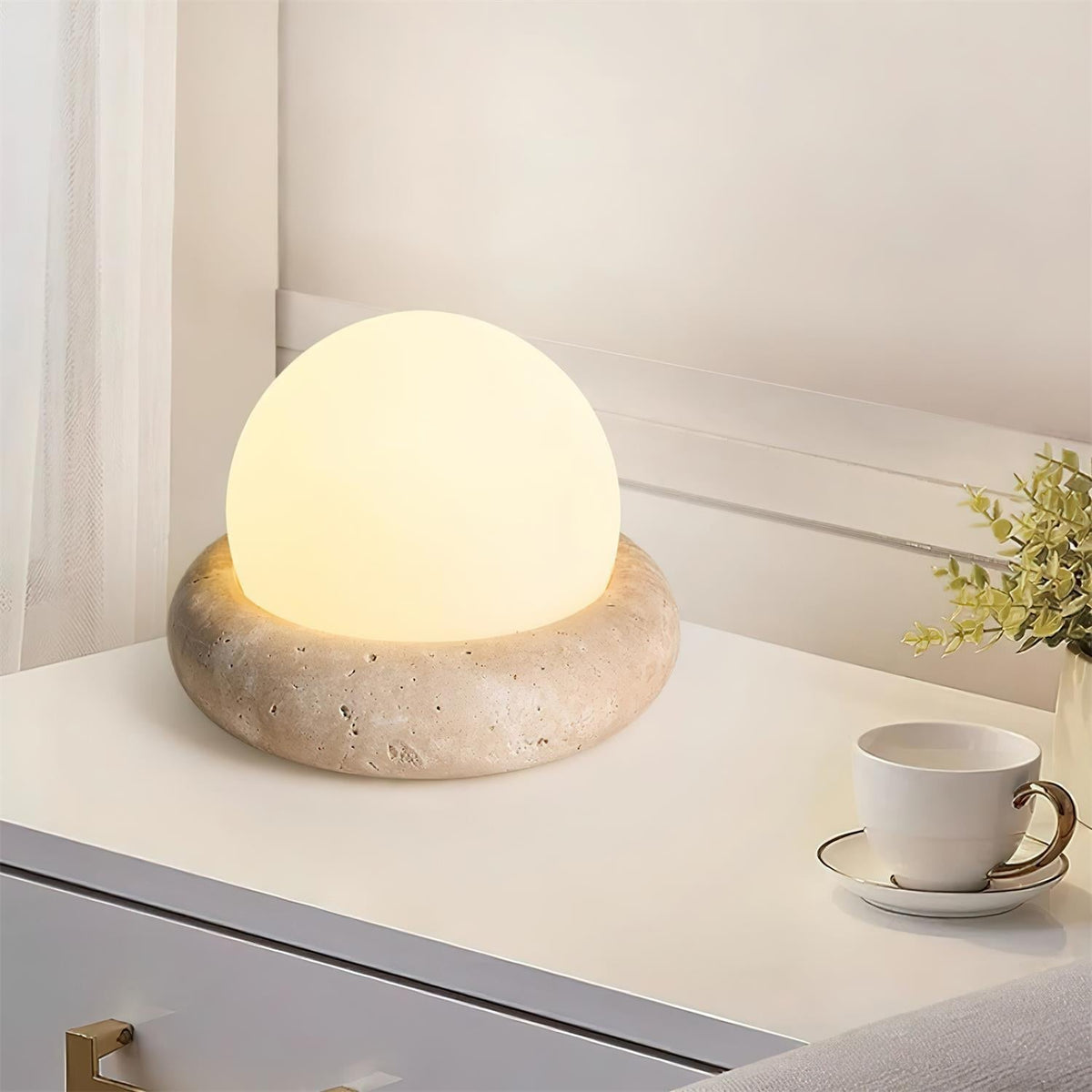 Caliror Travertine Globe Table Lamp