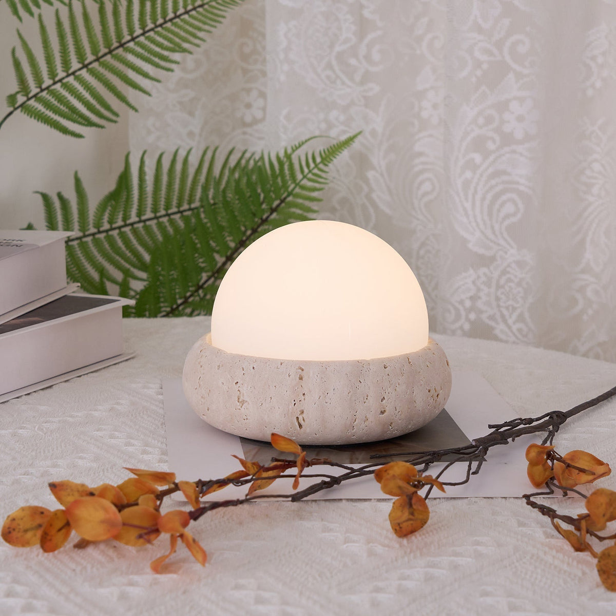 Caliror Travertine Globe Table Lamp