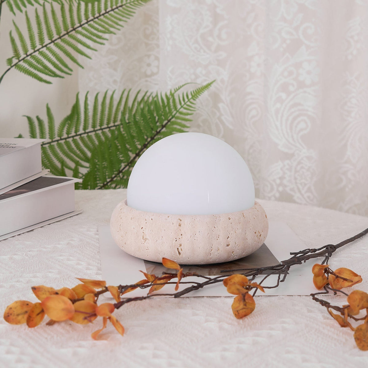 Caliror Travertine Globe Table Lamp