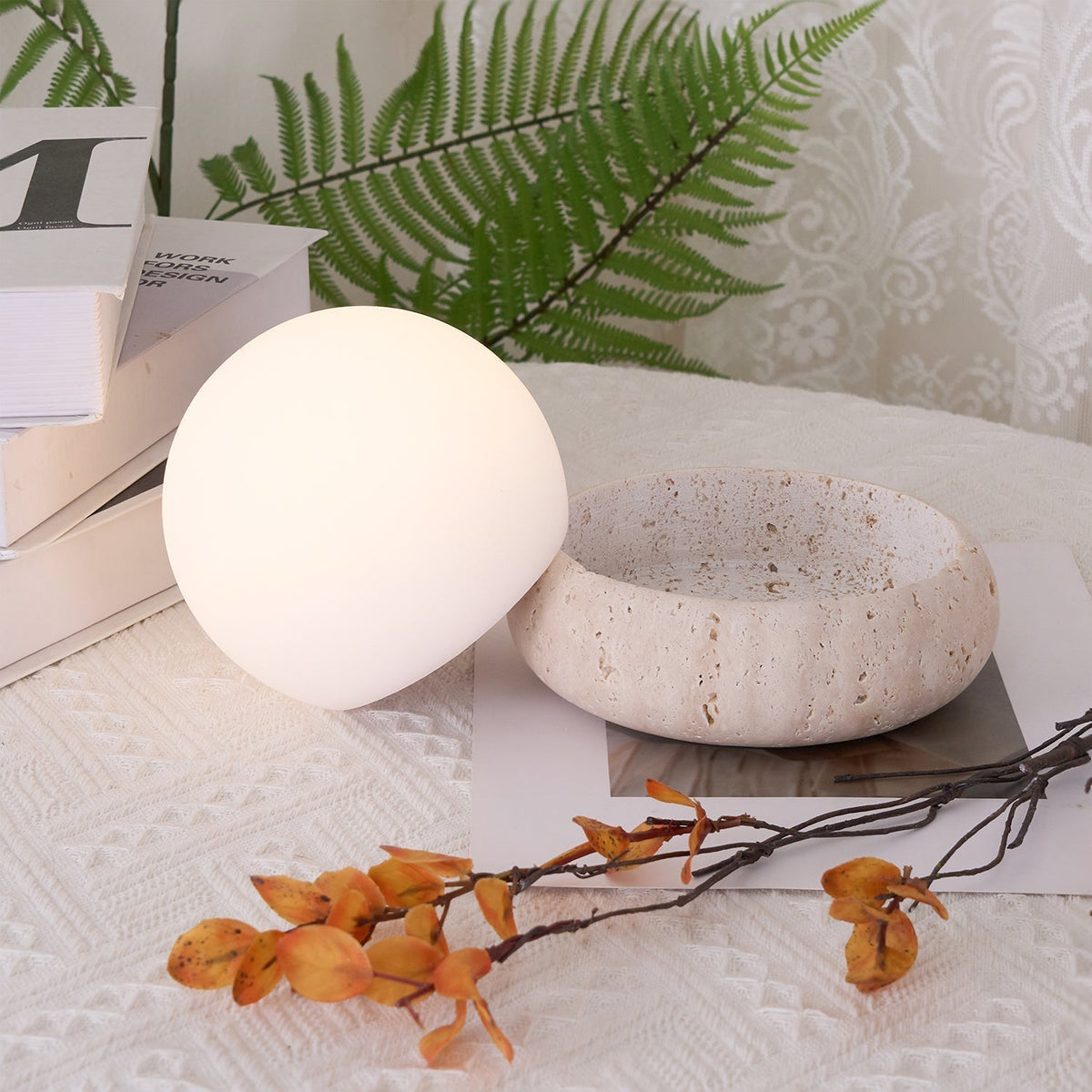 Caliror Travertine Globe Table Lamp