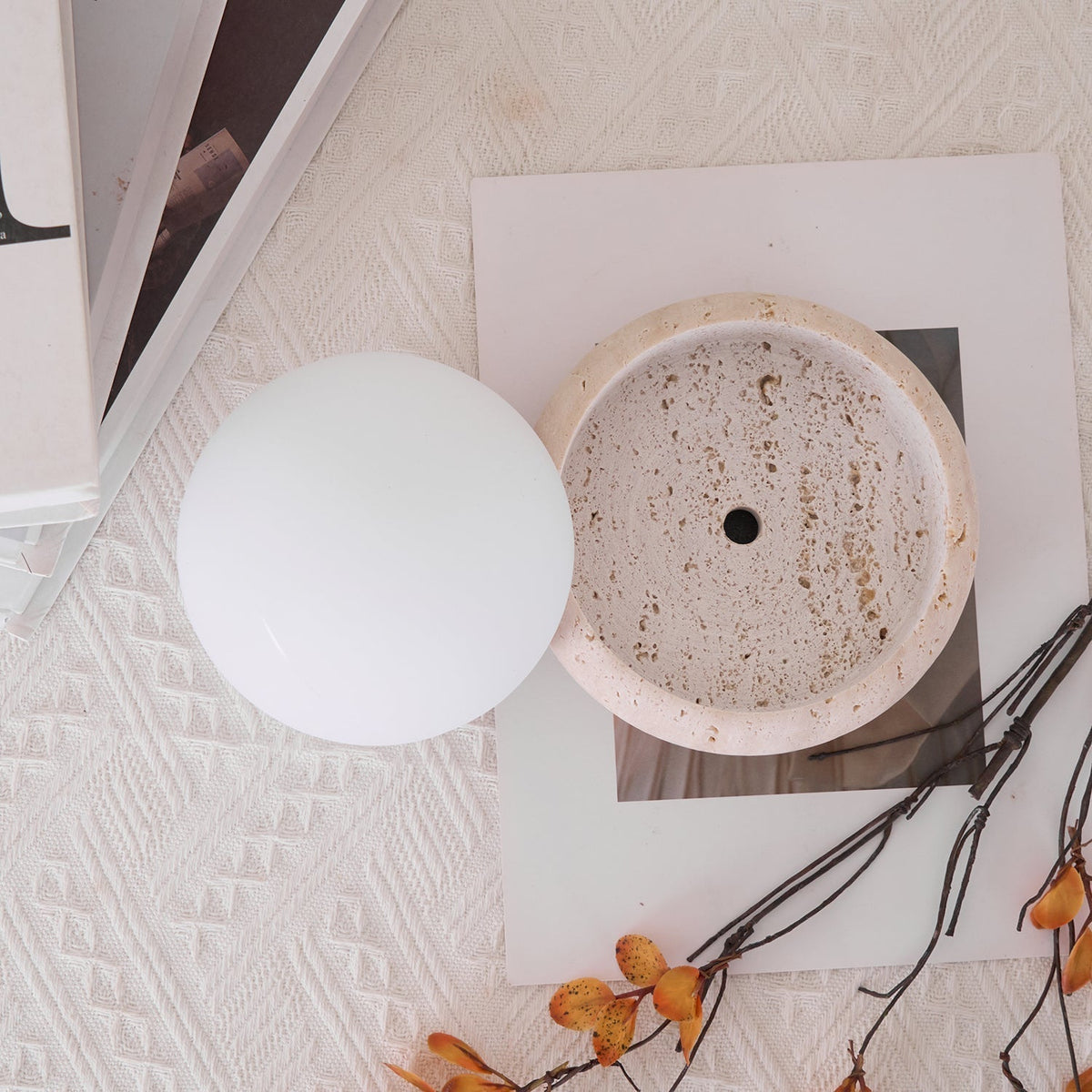 Caliror Travertine Globe Table Lamp