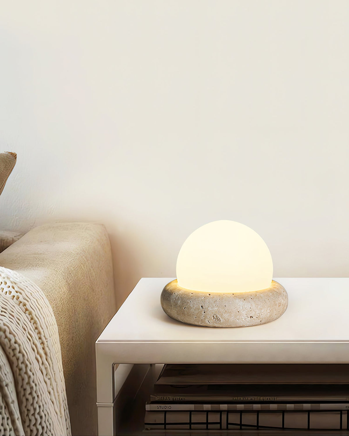 Caliror Travertine Globe Table Lamp