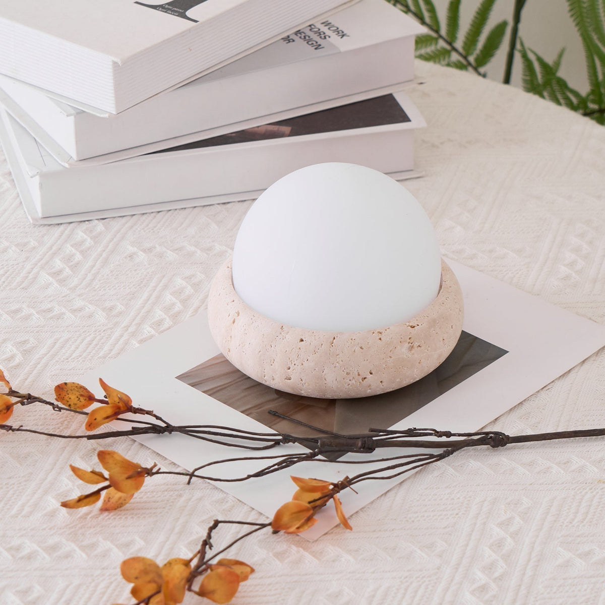 Caliror Travertine Globe Table Lamp