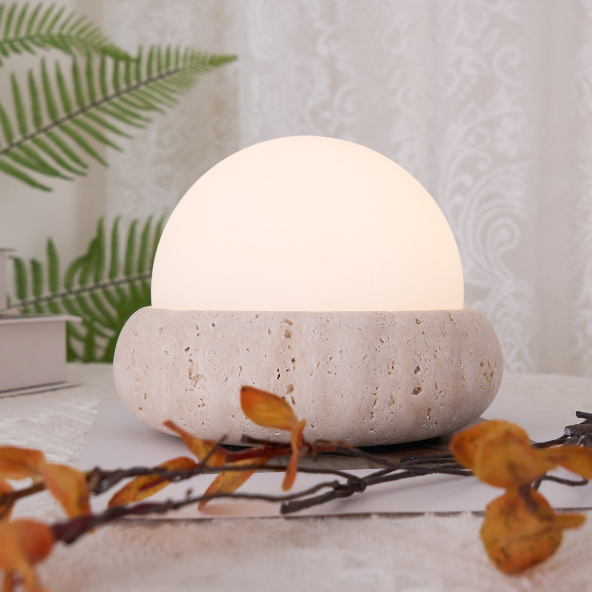 Caliror Travertine Globe Table Lamp