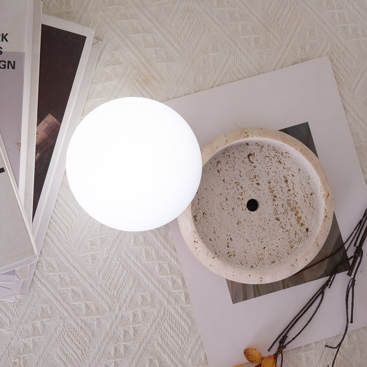 Caliror Travertine Globe Table Lamp