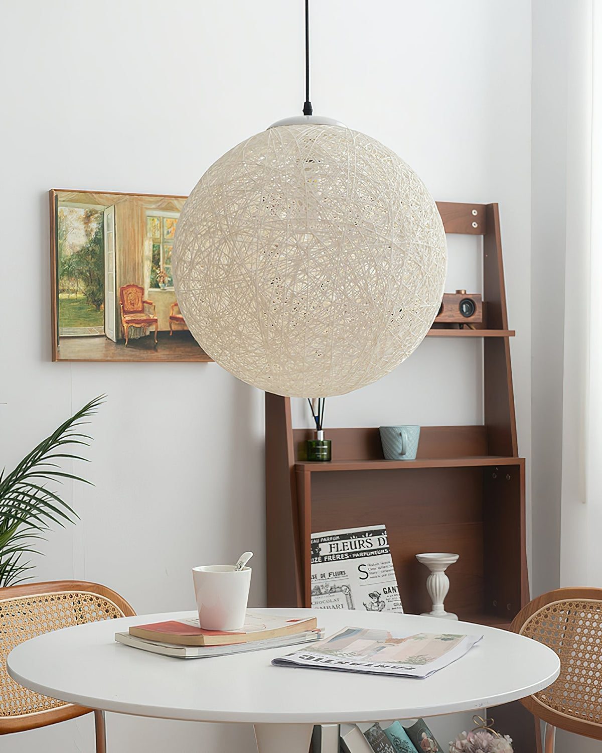 Rovira Pendant Light Hemp Rattan Sphere Bohemian