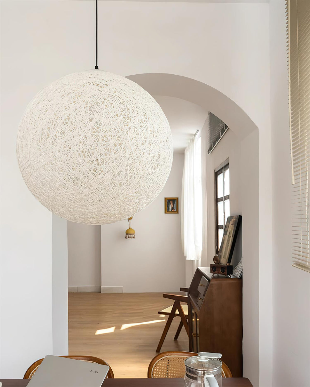 Rovira Pendant Light Hemp Rattan Sphere Bohemian