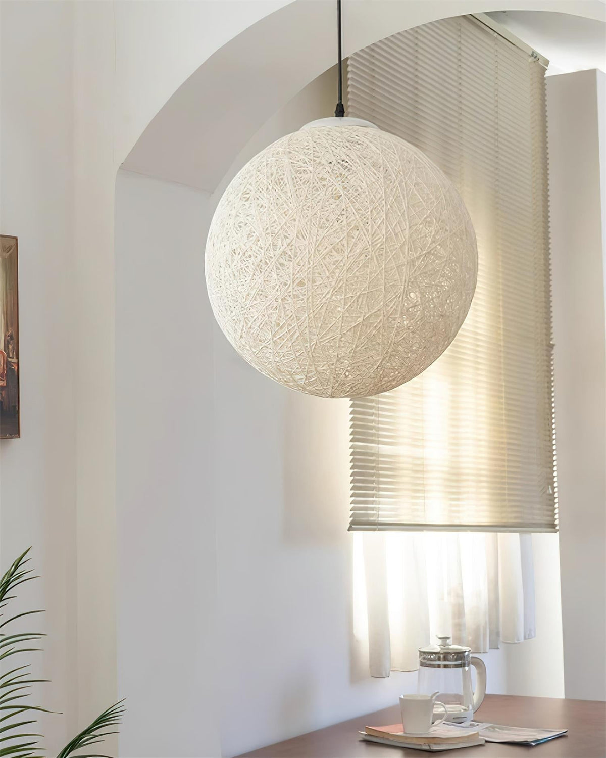 Rovira Pendant Light Hemp Rattan Sphere Bohemian
