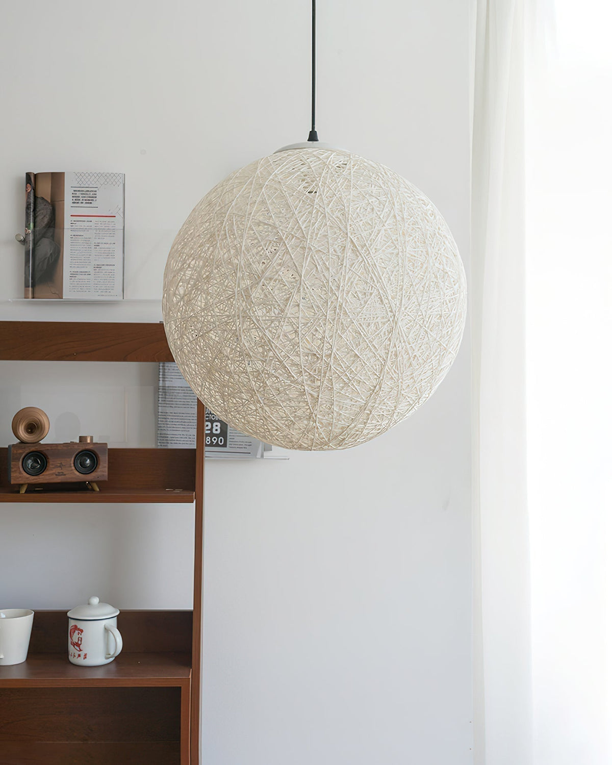 Rovira Pendant Light Hemp Rattan Sphere Bohemian